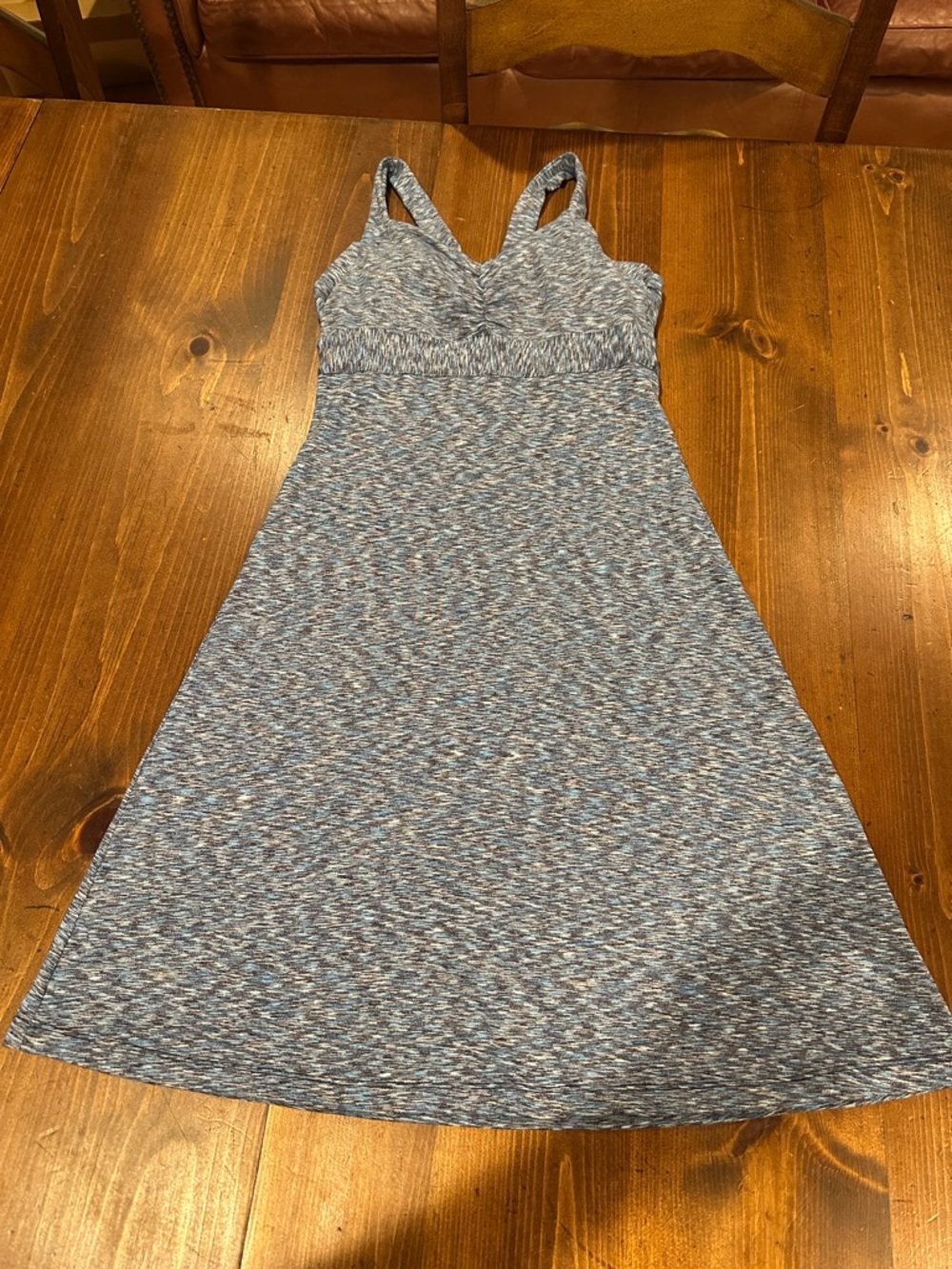 Prana Blue Heathered Strappy Tank with Built-in Support